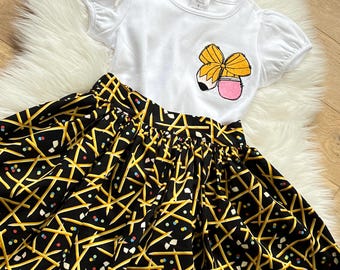 Custom Back to School Outfit, Embroidered Pencil Bow, First Day Picture Outfit