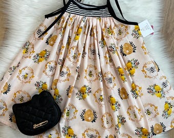 Bumble Bee Summer Dress, Bee Inspired Dress, Queen Bee Theme Dress, Bee Birthday Dress, Animal Print Dress, Party Dress, Bee