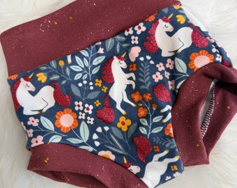 Unicorn Floral Bummies, Baby Diaper Cover, Girls Comfy Bottoms