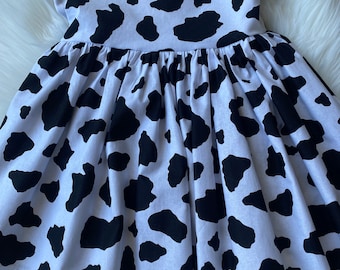 Cow Print Dress, Baby Cow Print Dress, Cow Theme Party Dress,  Farm Theme Party Dress, Toddler CowPrint Dress, Birthday Dress, Custom Dress