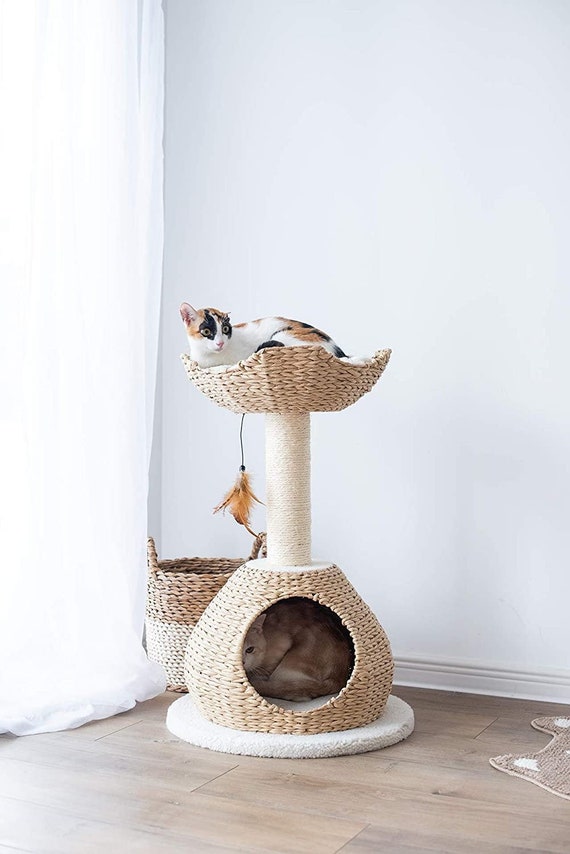 Wicker cat tree condo tower Etsy