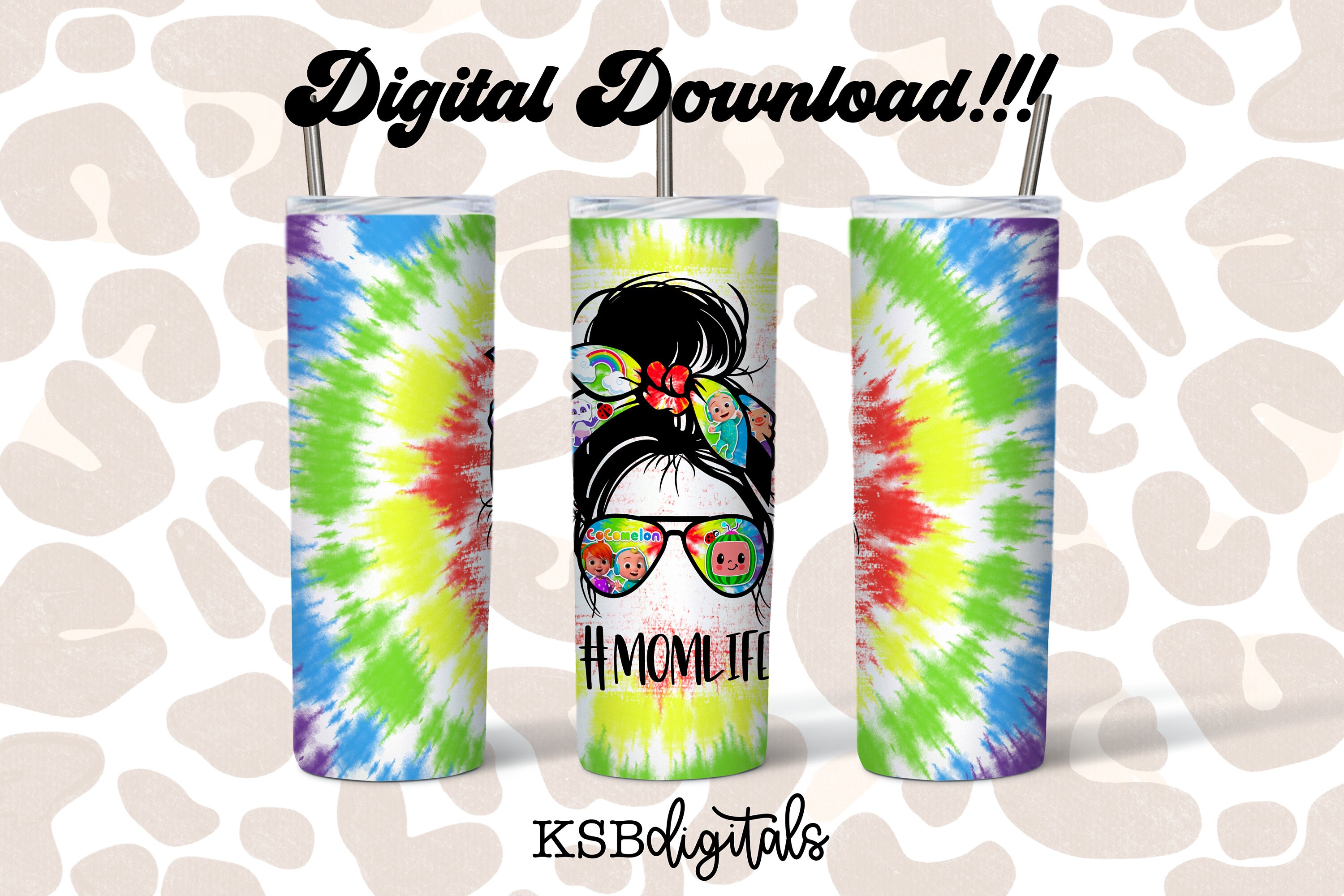 Art & Collectibles Tie Dye 20oz Skinny Tumbler Wrap Sublimation Designs ...
