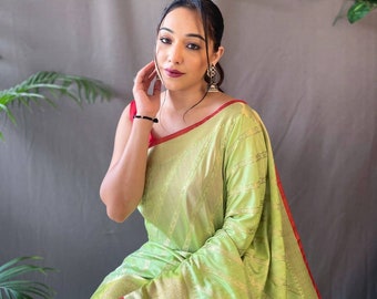 Telugu Actor Pragathi Aunty Sex - Pure Cotton Linen Saree With Gold Jari Andindian Wedding - Etsy