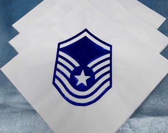 Air Force Rank Napkins - Air Force Ball - Promotion Ceremony - Table Scatter - Personalized Napkins - E7 - E8 - E9 - MSgt - SMSgt - CMSgt