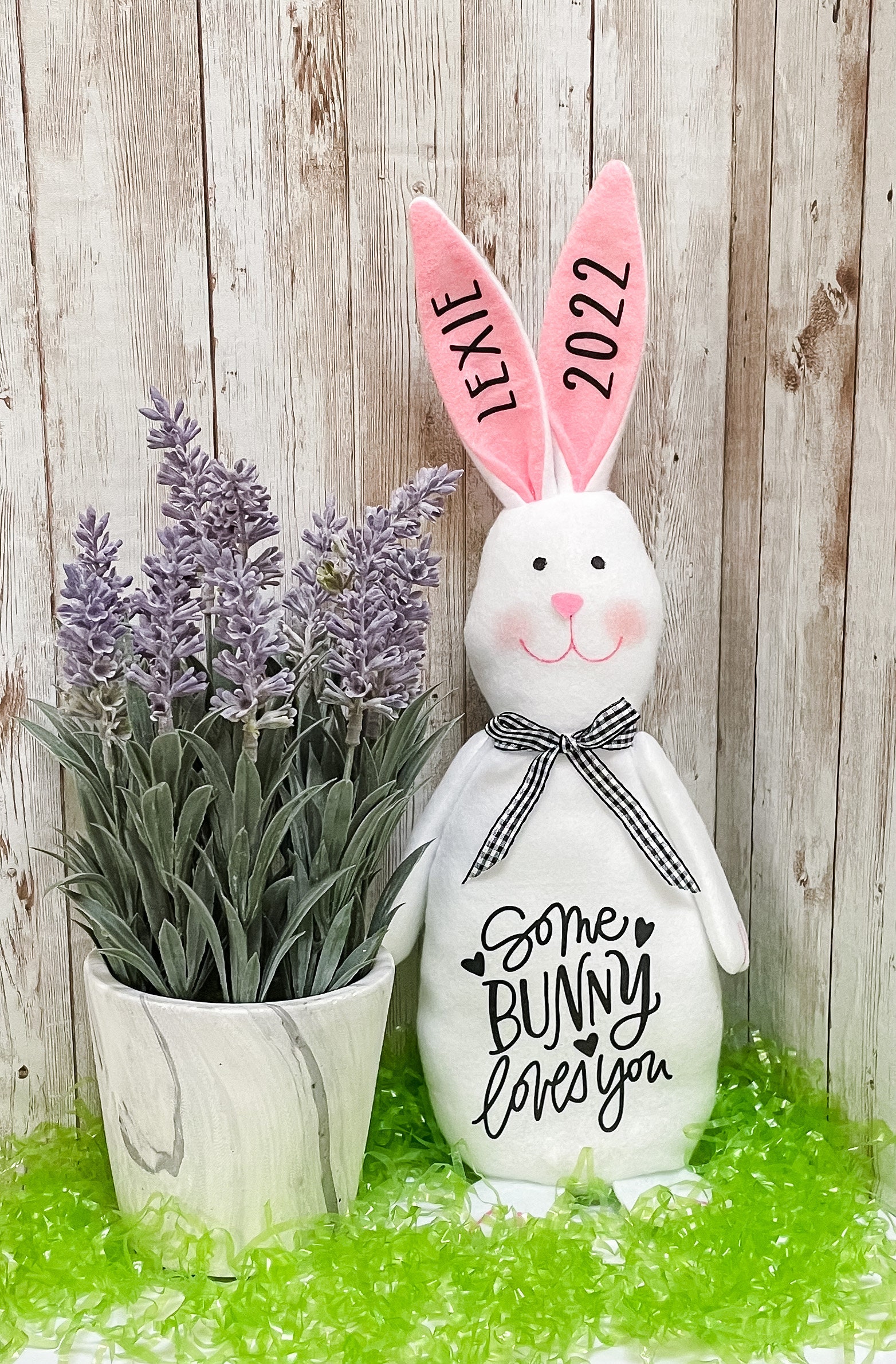 Personalized White Easter Bunny, Custom White Bunny Decoration, Personalized White Bunny, Easter Gift, Easter Decor