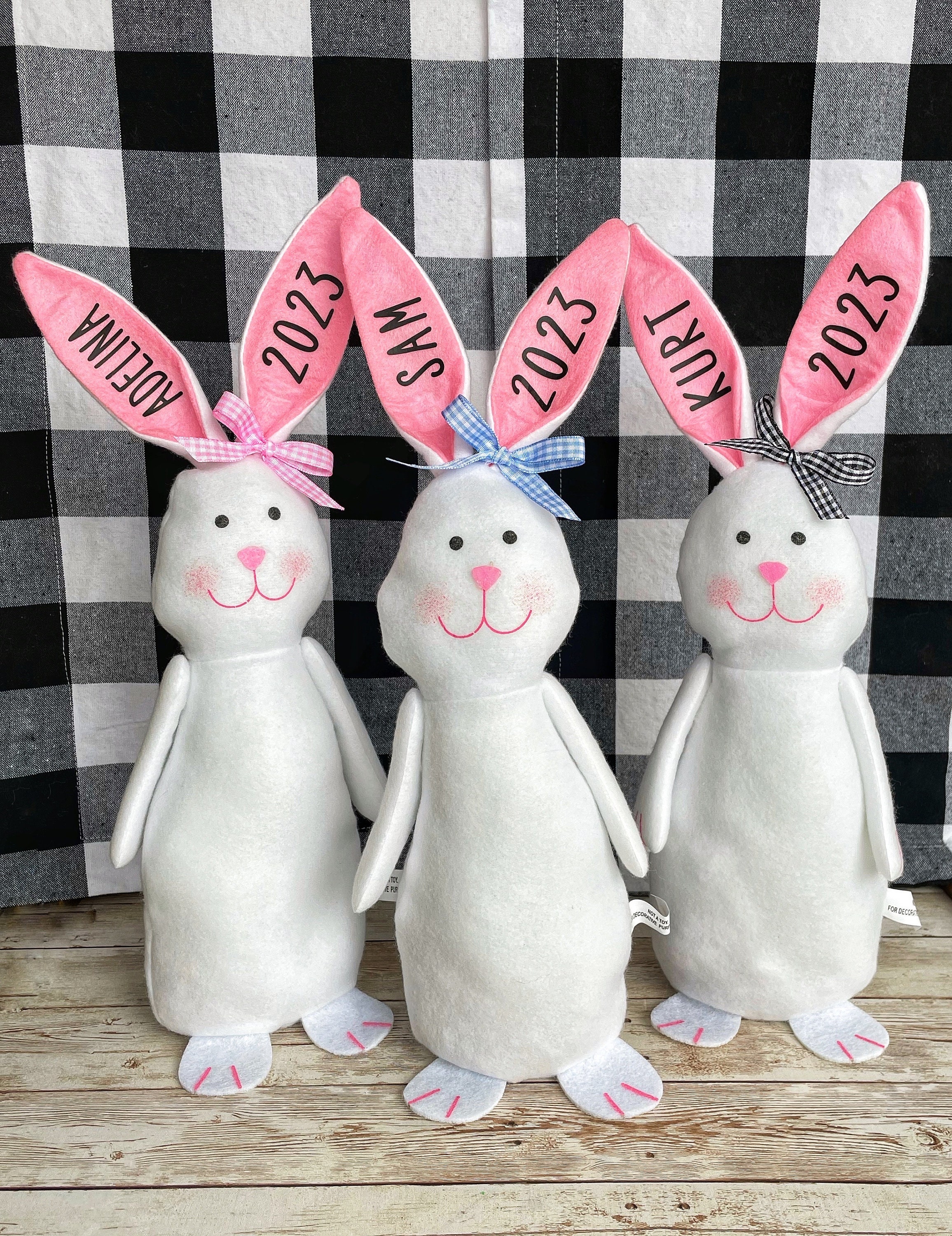 Personalized White Easter Bunny, Custom White Bunny Decoration, Personalized White Bunny, Easter Gift, Easter Decor