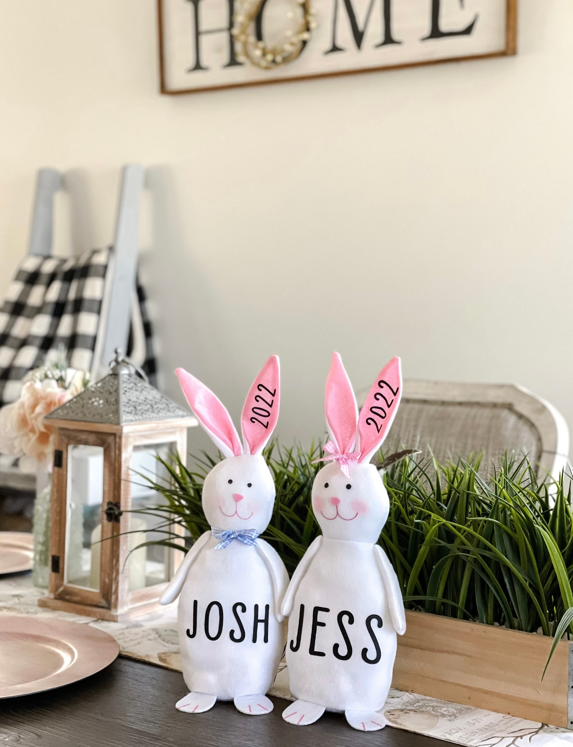 Personalized White Easter Bunny, Custom White Bunny Decoration, Personalized White Bunny, Easter Gift, Easter Decor