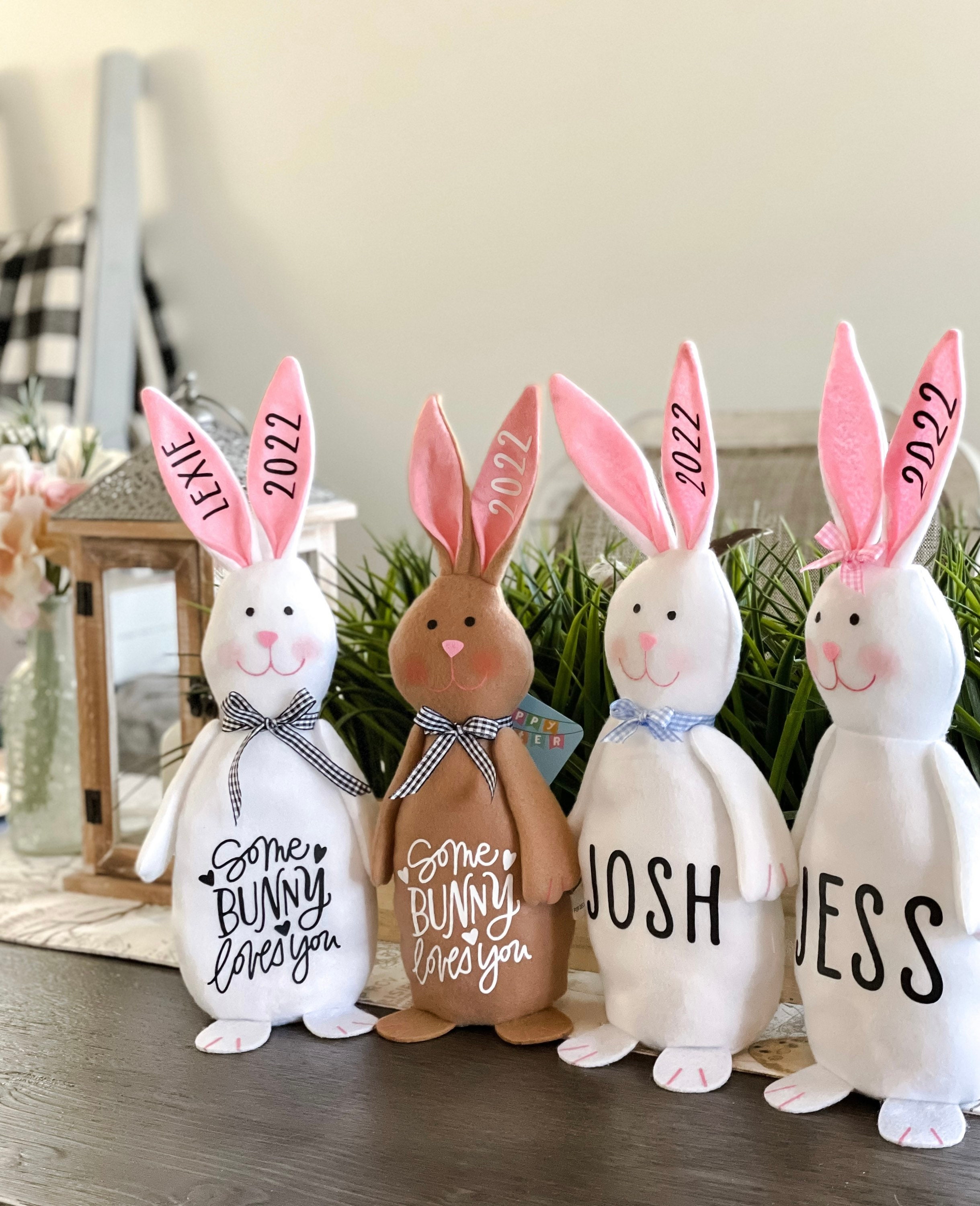 Personalized White Easter Bunny, Custom White Bunny Decoration, Personalized White Bunny, Easter Gift, Easter Decor
