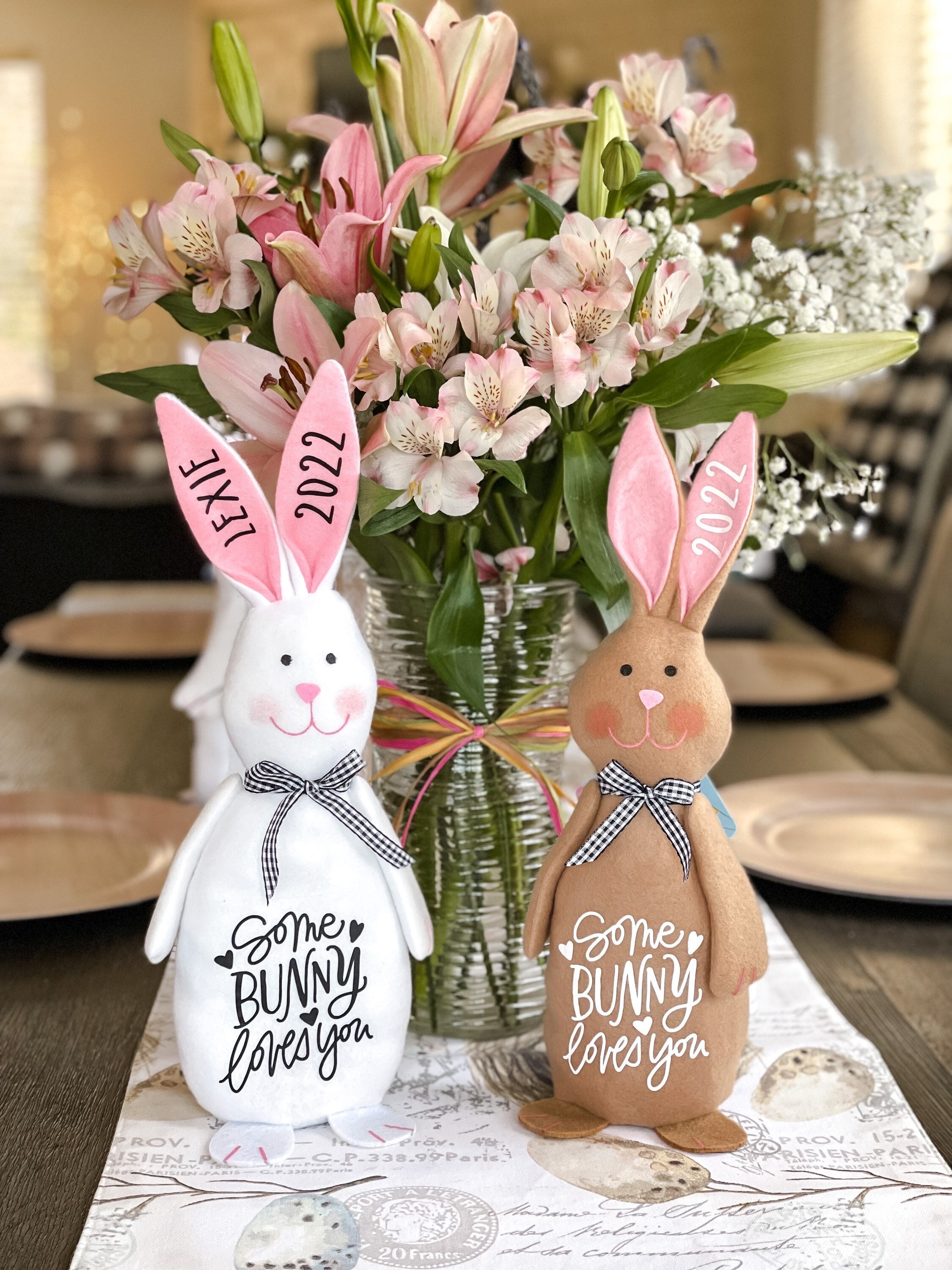 Personalized White Easter Bunny, Custom White Bunny Decoration, Personalized White Bunny, Easter Gift, Easter Decor