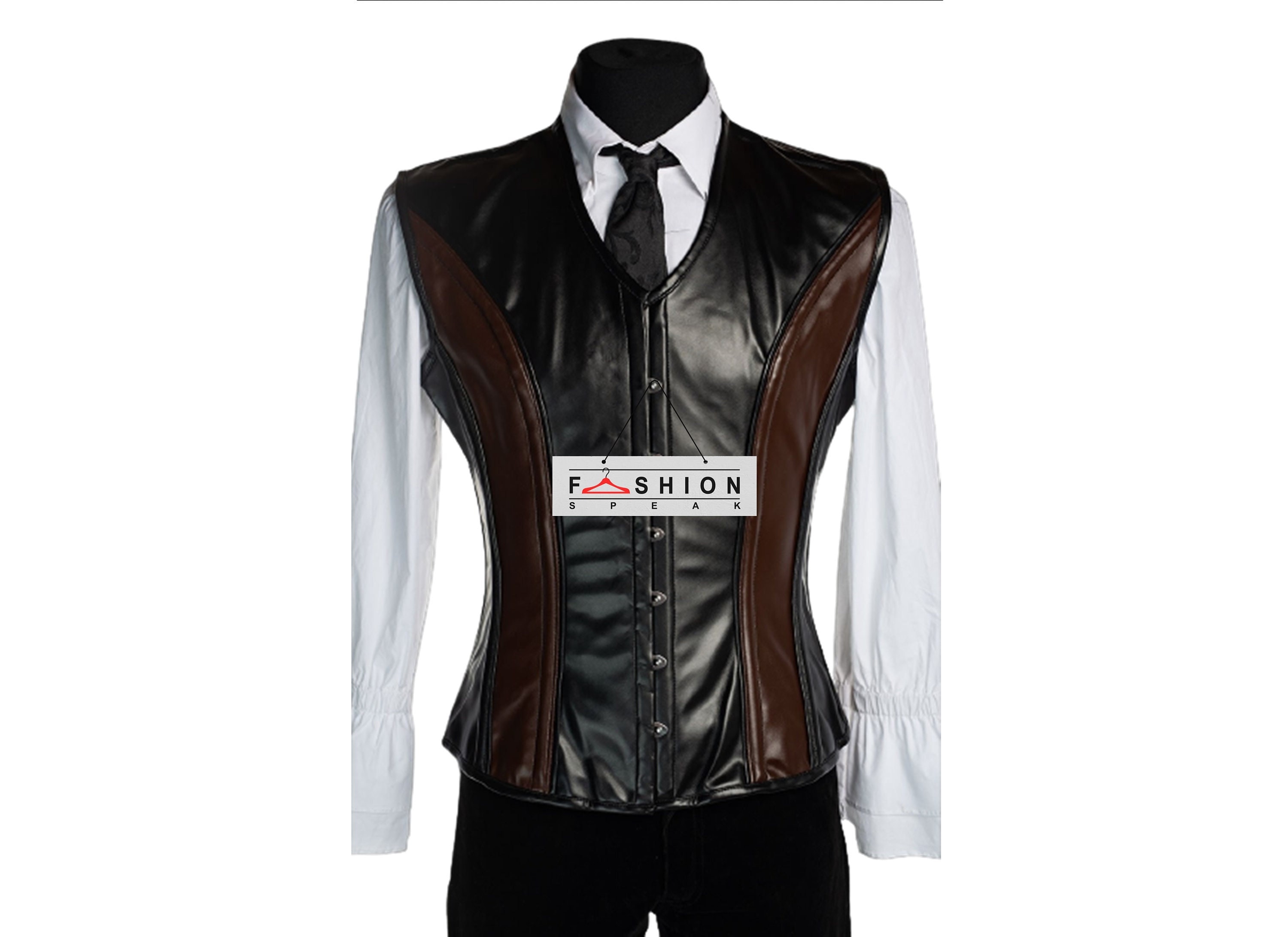Mens leather shop corset vest