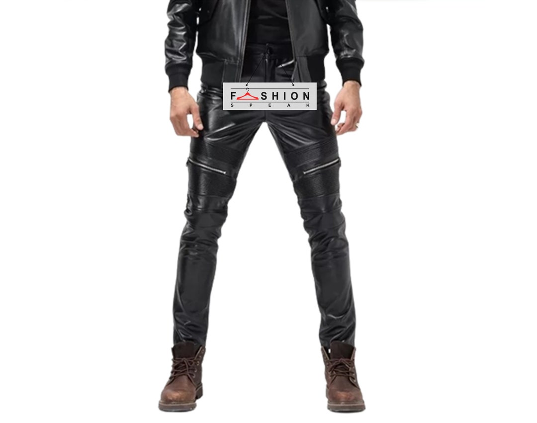 Genuine Leather Pants, Men Leather Pants, Gothic Black Pants, Rave
