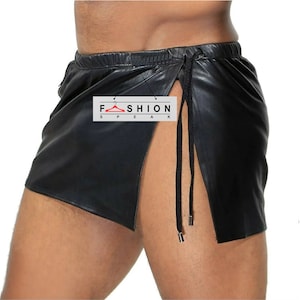 Mens Real Leather Gladiator Kilt - Black Leather Kilt - Steampunk Kilt - Scottish Kilt - Rave Black Skirt - Punk Festival Skirt - Goth Skirt