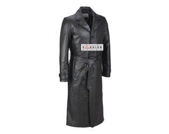Women Leather Trench Coat Long Coat Black Vintage 90s Long Women Leather Trench Coat Long Coat Black Vintage 90s Long