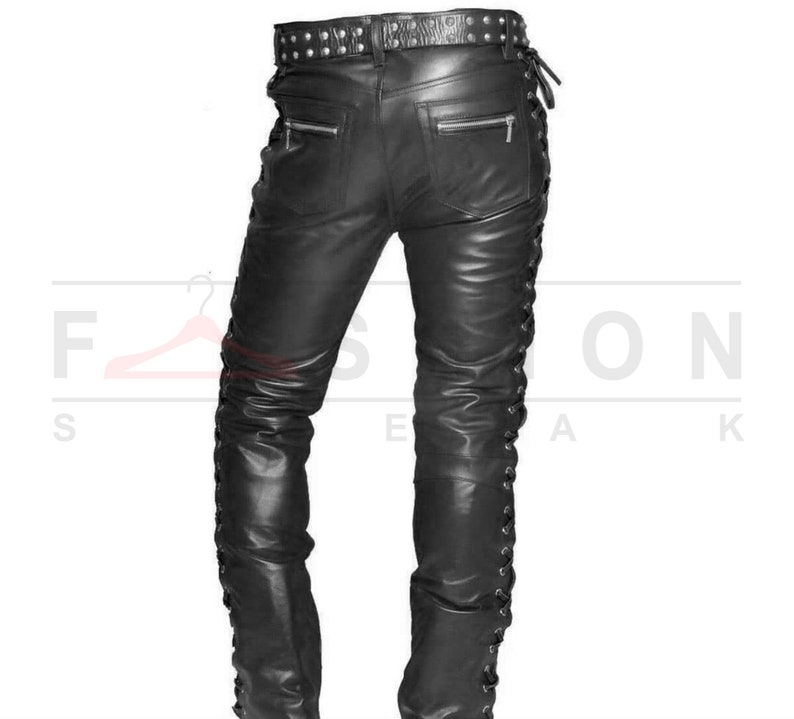 Genuine Handmade Black Leather Pants Punk Black Pants Mens Etsy