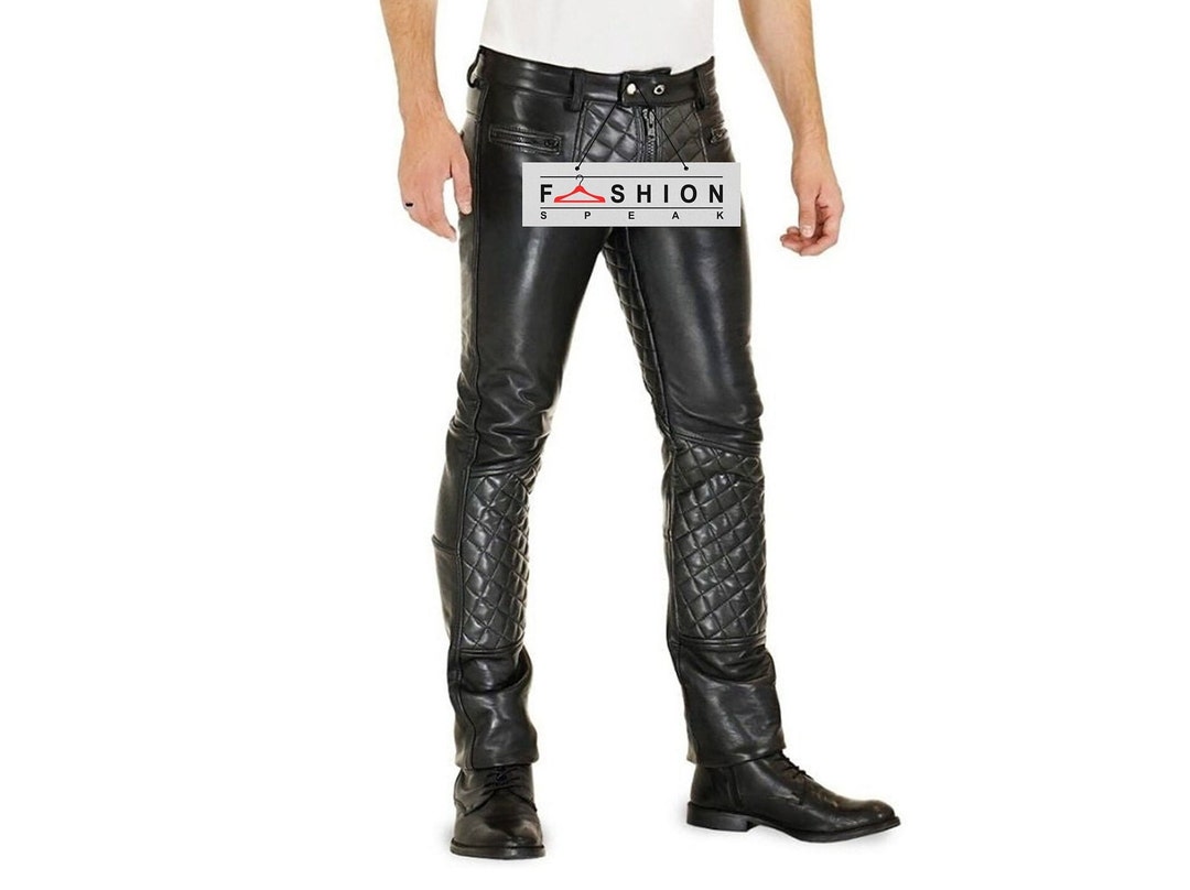 Men Leather Pants Quilted Pants Steampunk Pant Motorcycle Pants ...