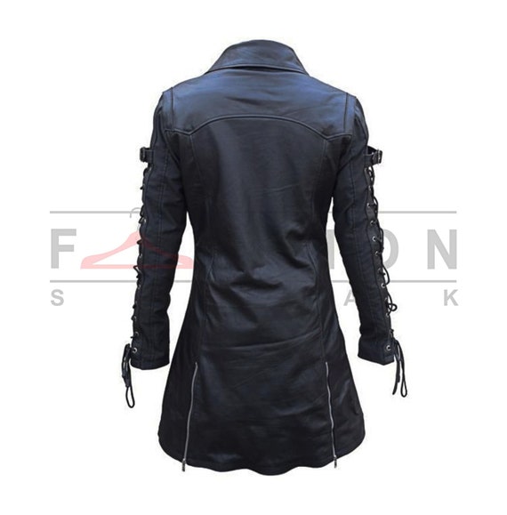 Mens leather trench coat gothic cheap