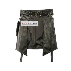 Mens Leather Half Skirt Kilt - Leather Steampunk Kilt - Gladiator Kilt - Black Gothic Long Kilt - Kilt for Pride Walk - Leather Warrior Kilt