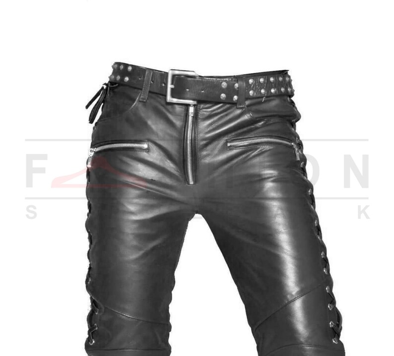 Genuine Handmade Black Leather Pants Punk Black Pants Mens Etsy