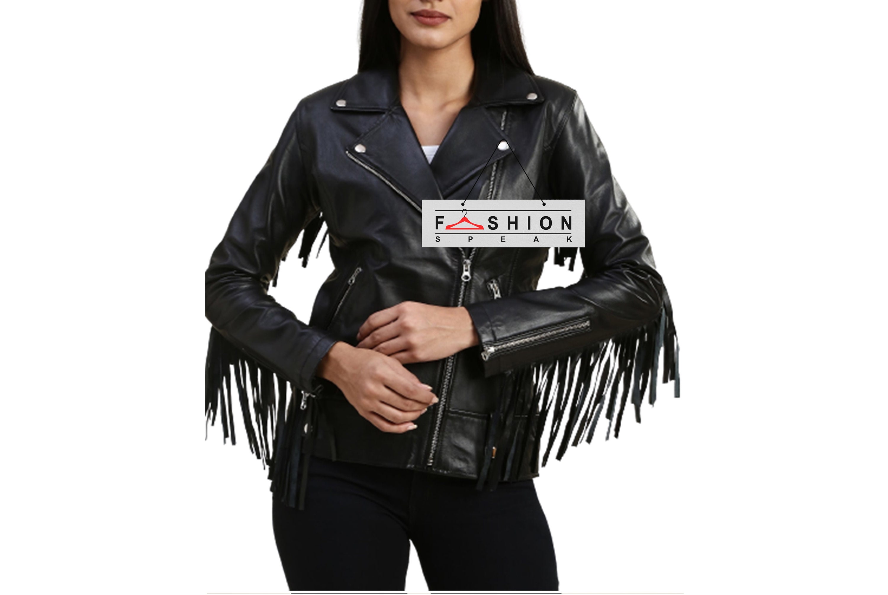Leather Fringe Jacket with Studs, Fringe Moto Jacket, Fringe Biker Jacket