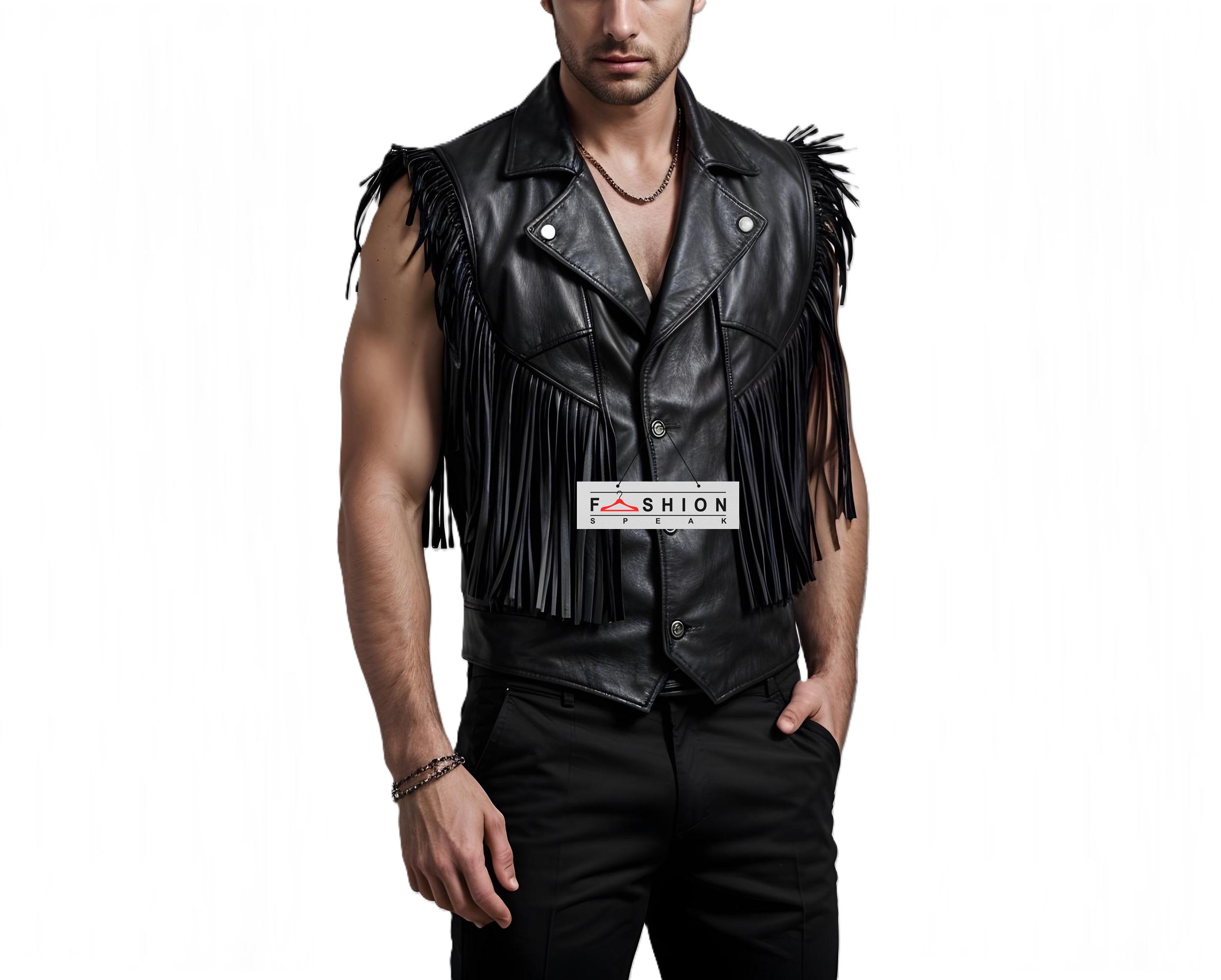 トップス NINE Fringe leather vest arcadeshops.com-