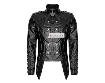 Mens Real Leather Jacket, Dark Rider Medieval Jacket, Retro Vampire Jacket, Black Halloween Jacket, Slim Fit Leather Jacket, Pirate Jacket