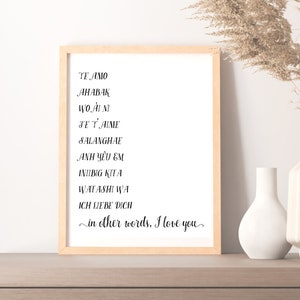 I Love You in many languages, I love you in French, Chinese, German, Digital Download, Printable Art, 8x10 print