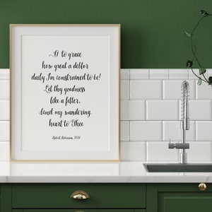 Come Thou Fount, O to Grace - Hymn Typography Art Print, Digital Download, Printable Art, 8x10 print