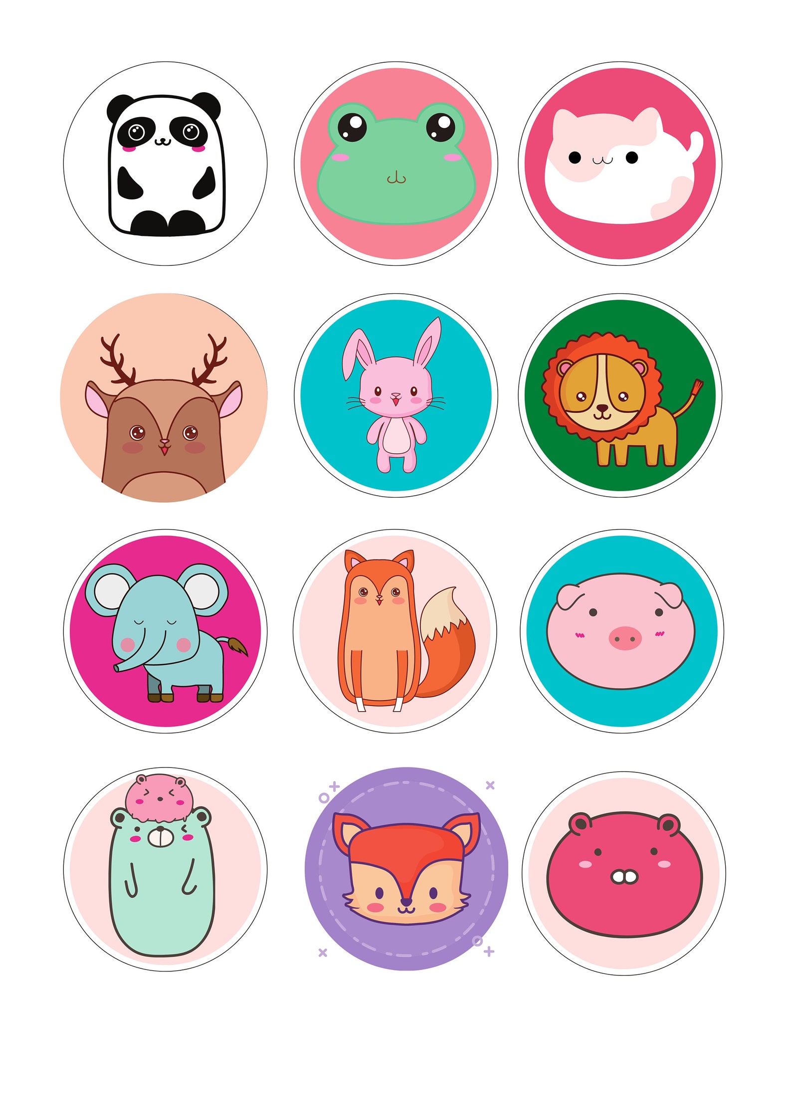 Printable Cute Animal stickers CuteStickers Etsy