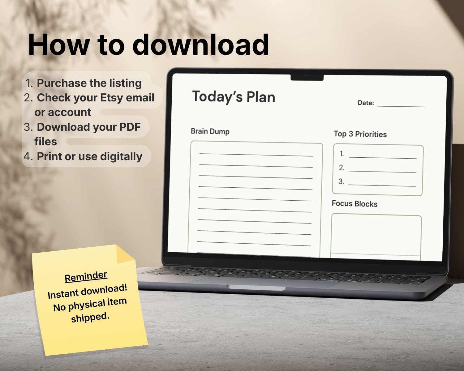 Busy Minds Daily Planner Printable | Undated PDF | Gentle Focus & Brain ...