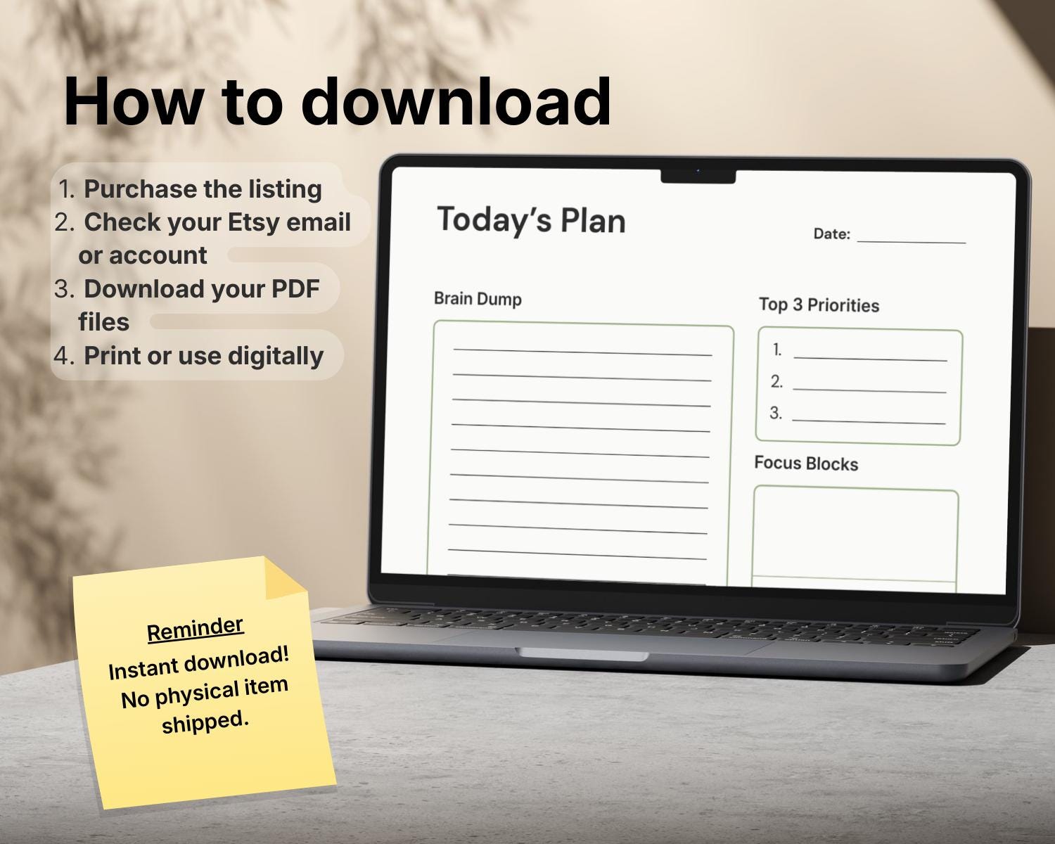 Daily & Weekly Planner Bundle Printable | Busy Minds Focus System ...