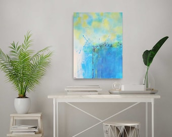 The sun kisses the sea. Abstract painting. Art Deco. Original hand-painted picture. Art Nouveau.