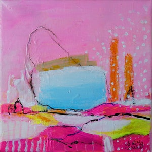 Minimalist art, modern art, abstract art, modern abstract art, acrylic, pastel colors, soft color art, hand painted, unique,