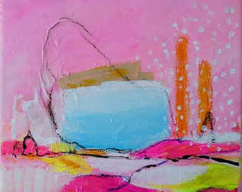 Minimalist art, modern art, abstract art, modern abstract art, acrylic, pastel colors, soft color art, hand painted, unique,