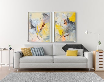 Abstract painting | Abstract art | Original painting, acrylic on canvas, modern art, contemporary art with frame. Set of 2.