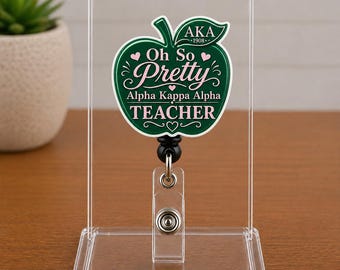 Sorority Apple shaped Teacher ID Badge Holder (AKA, Delta, Zeta SgRho)