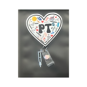 PT Physical Therapy Glitter Vinyl Scrub Top PREMIUM Badge Reel *Choose from  Permanent or Changeable! NICU Pediatric