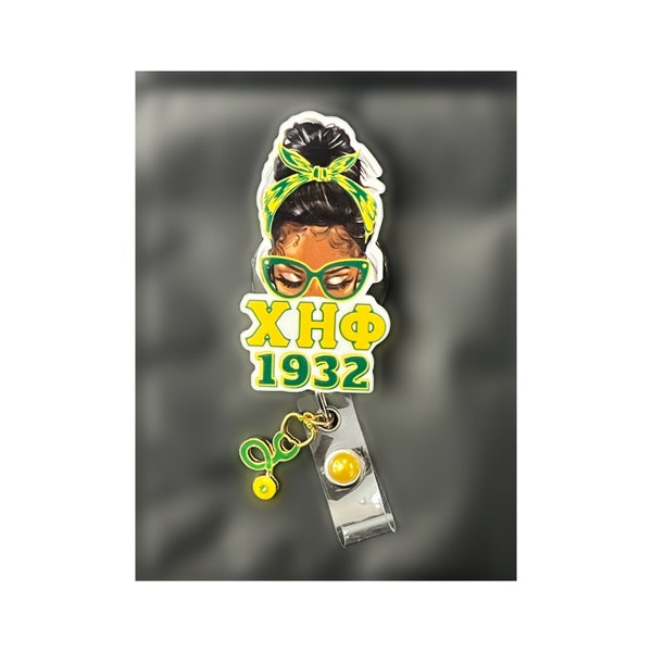 Chi Eta Phi Messy Bun/ Loc ID Badge Holder