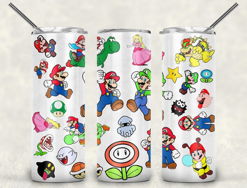 Super Mario Icons Tumbler.