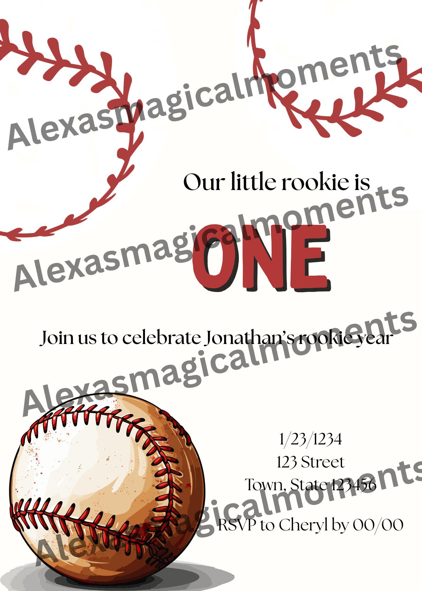 Rookie Year First Birthday Invitation – Editable Digital Template - Etsy