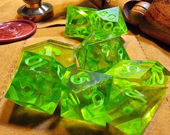 RPG Dice Resin Acid Green