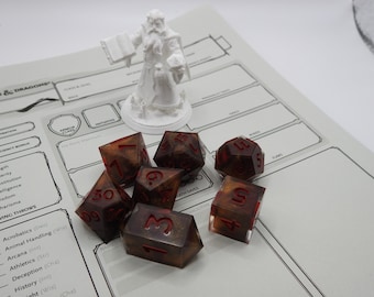 RPG Dice Resin Dark red/orange shells