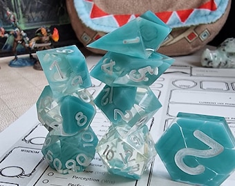 RPG Dice Resin Turquoise swirls
