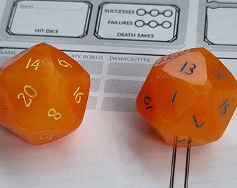 RPG D20 Die Gem Cut Orange