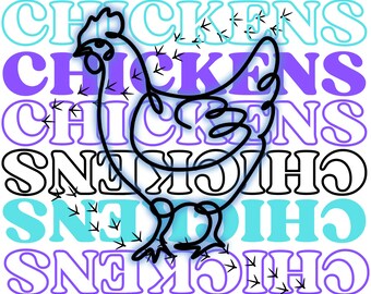 Chickens! Vibrant Chicken File. PNG for shirts,stickers. PNG file, download and print!