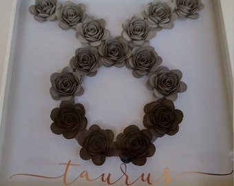 Zodiac | Astrology Paper Flower Shadow Box