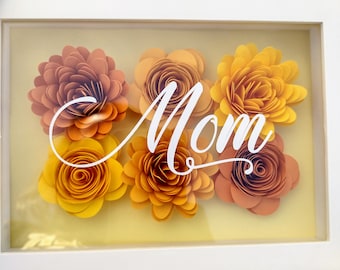 Mothers Day Gifts | Mothers Day Flowerbox | Paper Flower Rose Shadow Box Frame | Gift For Mom | Gift For Grandma