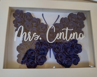 Butterfly | Solid Color | Paper Flower Shadow Box Frame