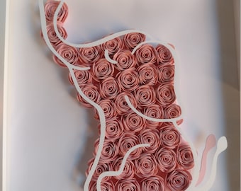 Elephant | Paper Flower Shadow Box Frame