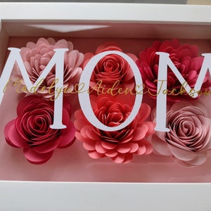 Regali per la festa della mamma / Fioriera assortita per la festa della mamma / Cornice per fiori di carta con ombre di rose / Regalo per la mamma / Regalo per la nonna