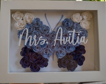 Ombre Butterfly | Tri Color | Paper Flower Shadow Box Frame